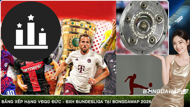 Bảng xếp hạng VĐQG Đức - BXH Bundesliga tại Bongdawap 2026