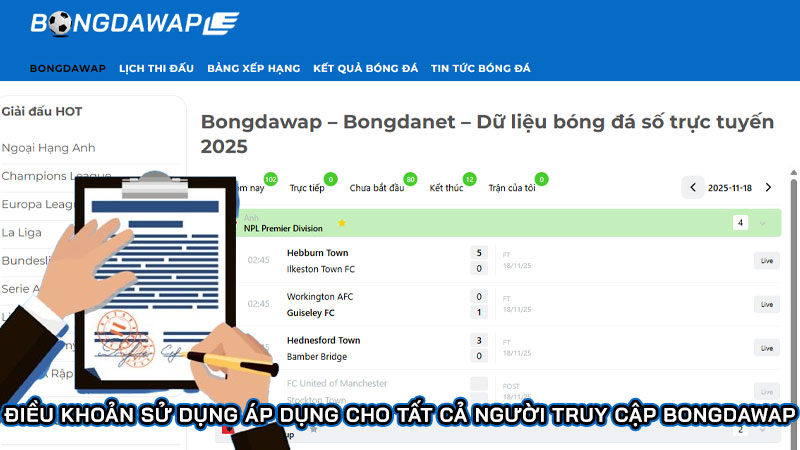 Điều khoản sử dụng áp dụng cho tất cả người truy cập Bongdawap